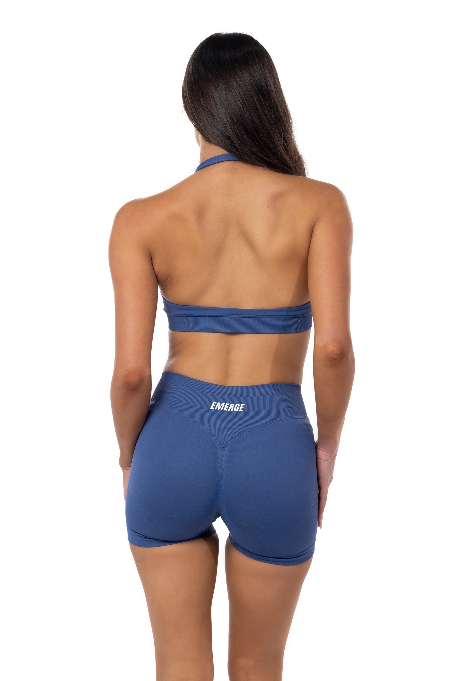 Elevate Halter Crop- Storm Blue
