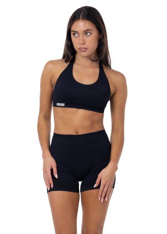 Elevate Halter Crop- Black