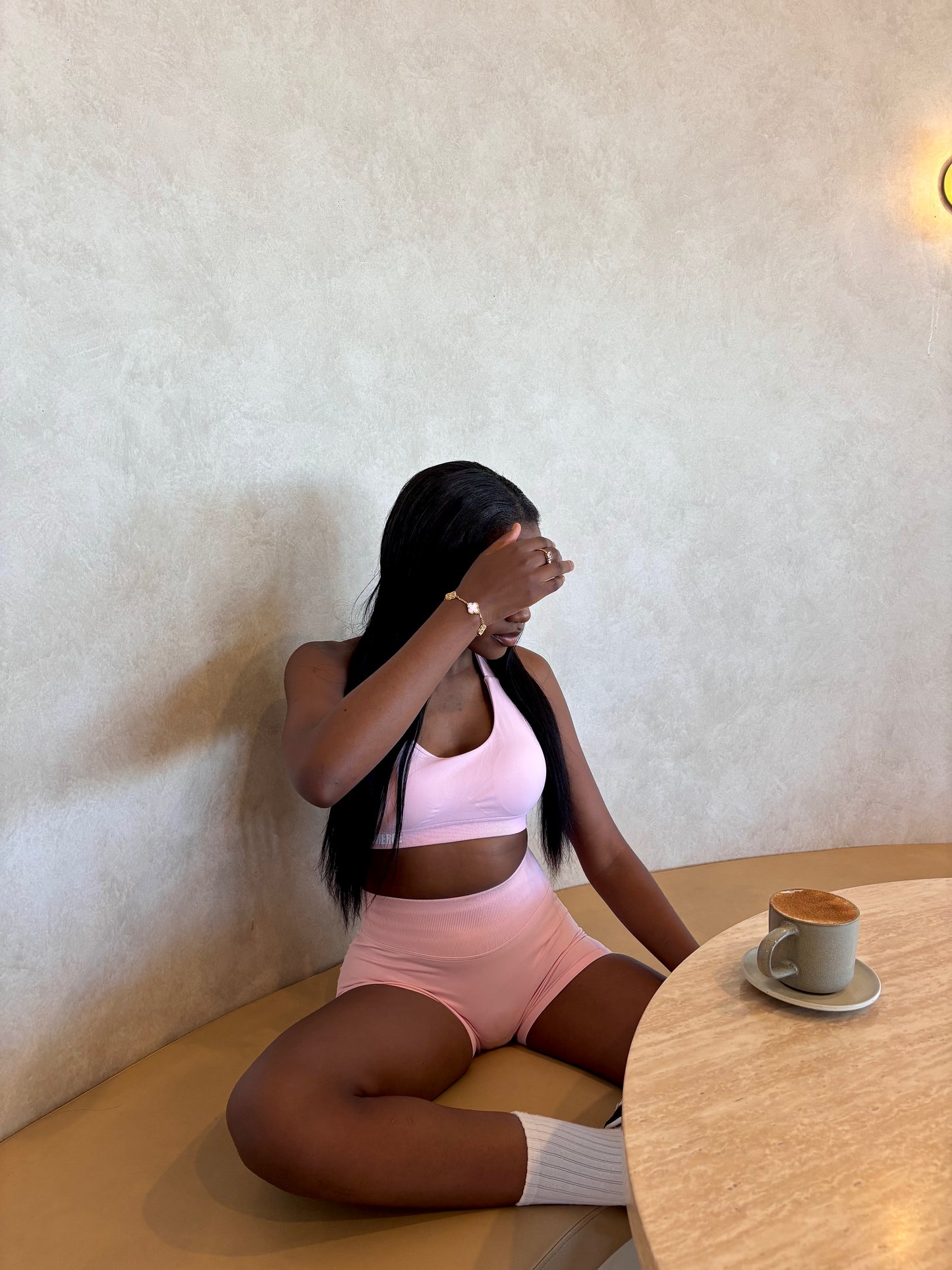 Elevate Halter Crop- Cloud Pink