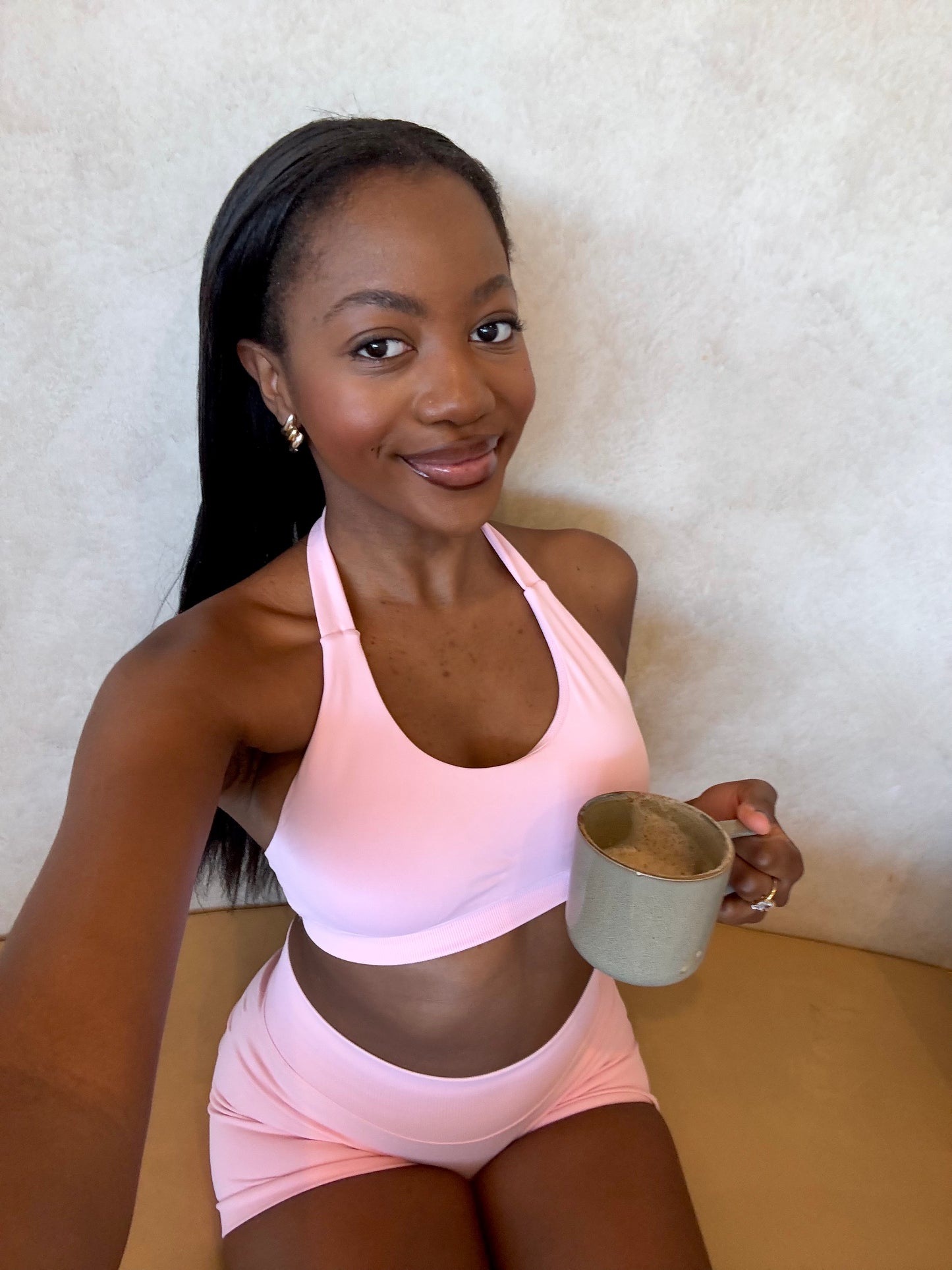 Elevate Halter Crop- Cloud Pink