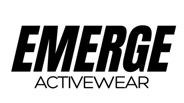 Black 'EMERGE Activewear' text on a white background