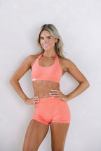 Elevate Halter Crop- Coral