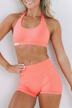 Elevate Halter Crop- Coral