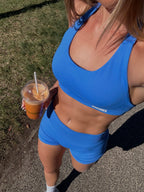 Elevate Halter Crop- Electric Blue