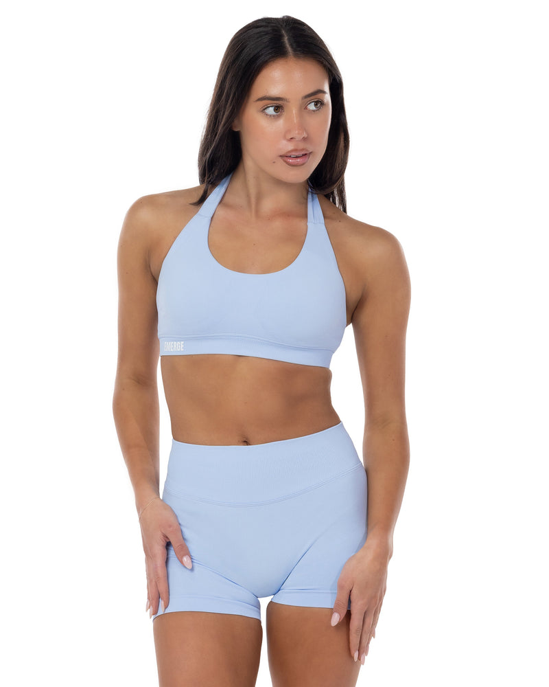 Elevate Halter Crop- Cloud Blue