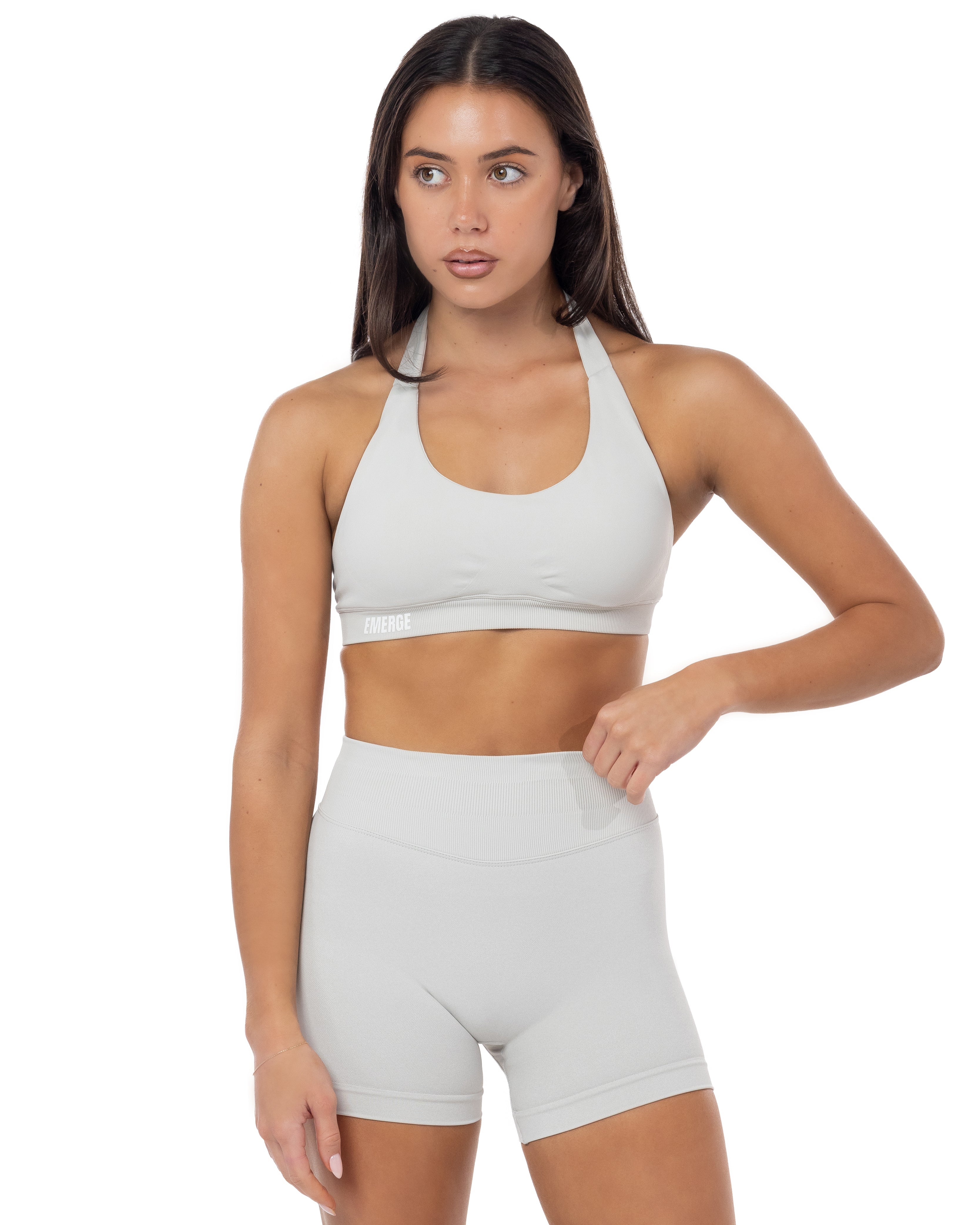 Elevate Halter Crop- Latte