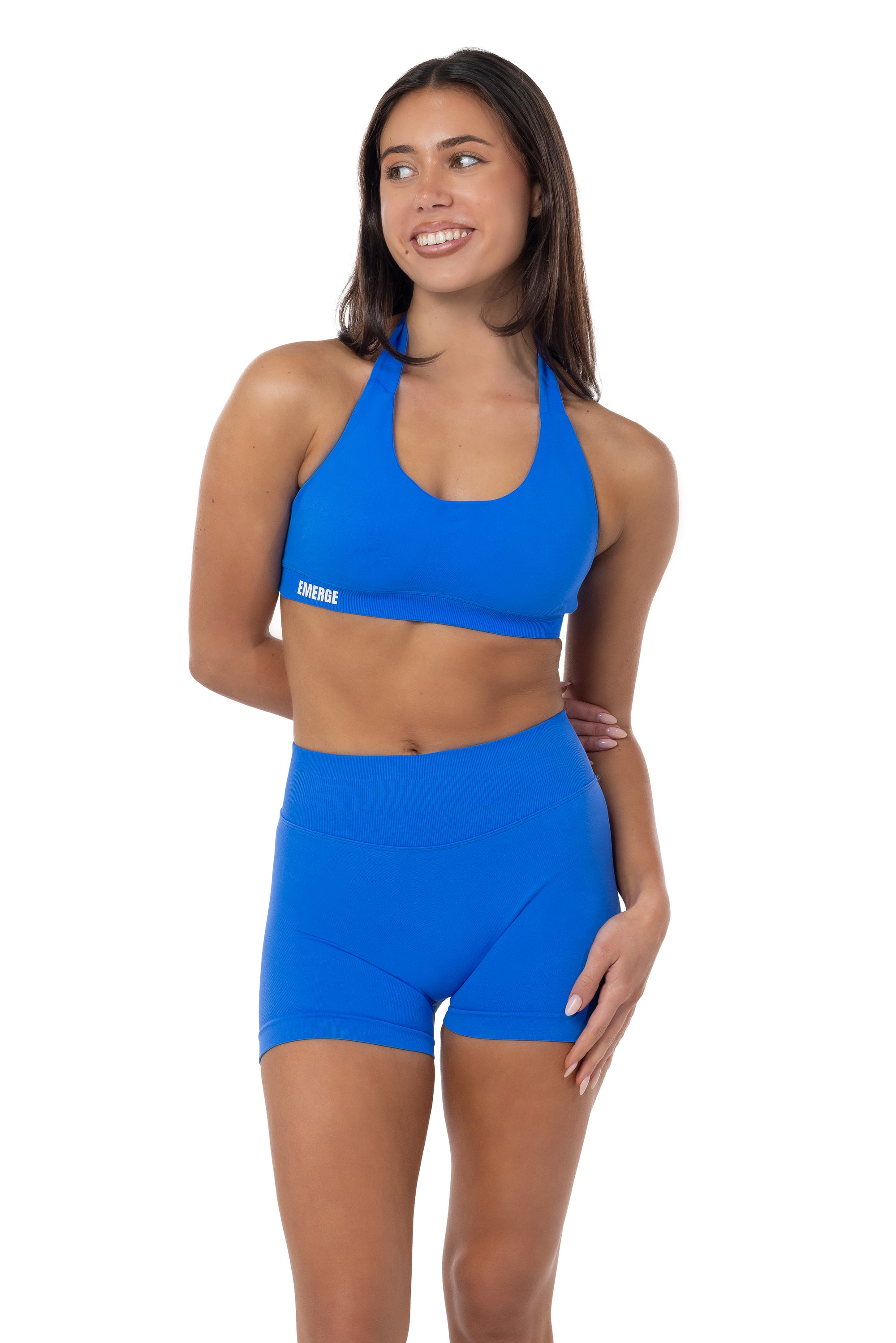 Elevate Halter Crop- Electric Blue