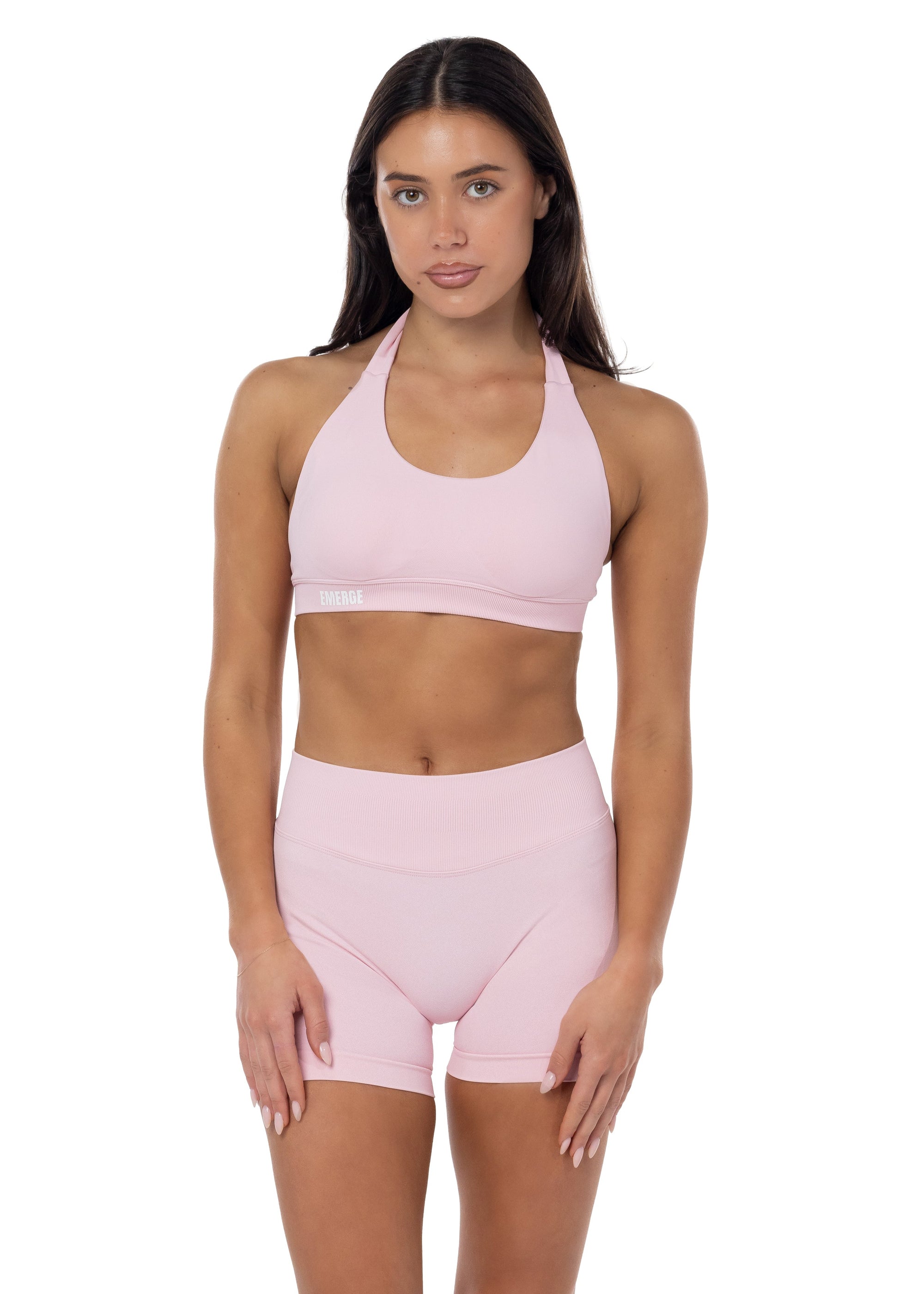 Elevate Halter Crop- Cloud Pink