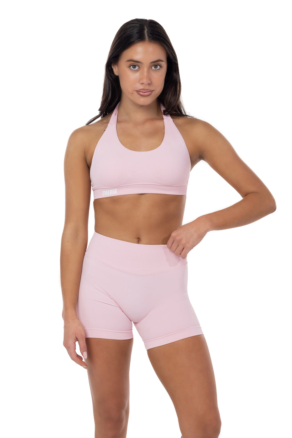 Elevate Halter Crop- Cloud Pink