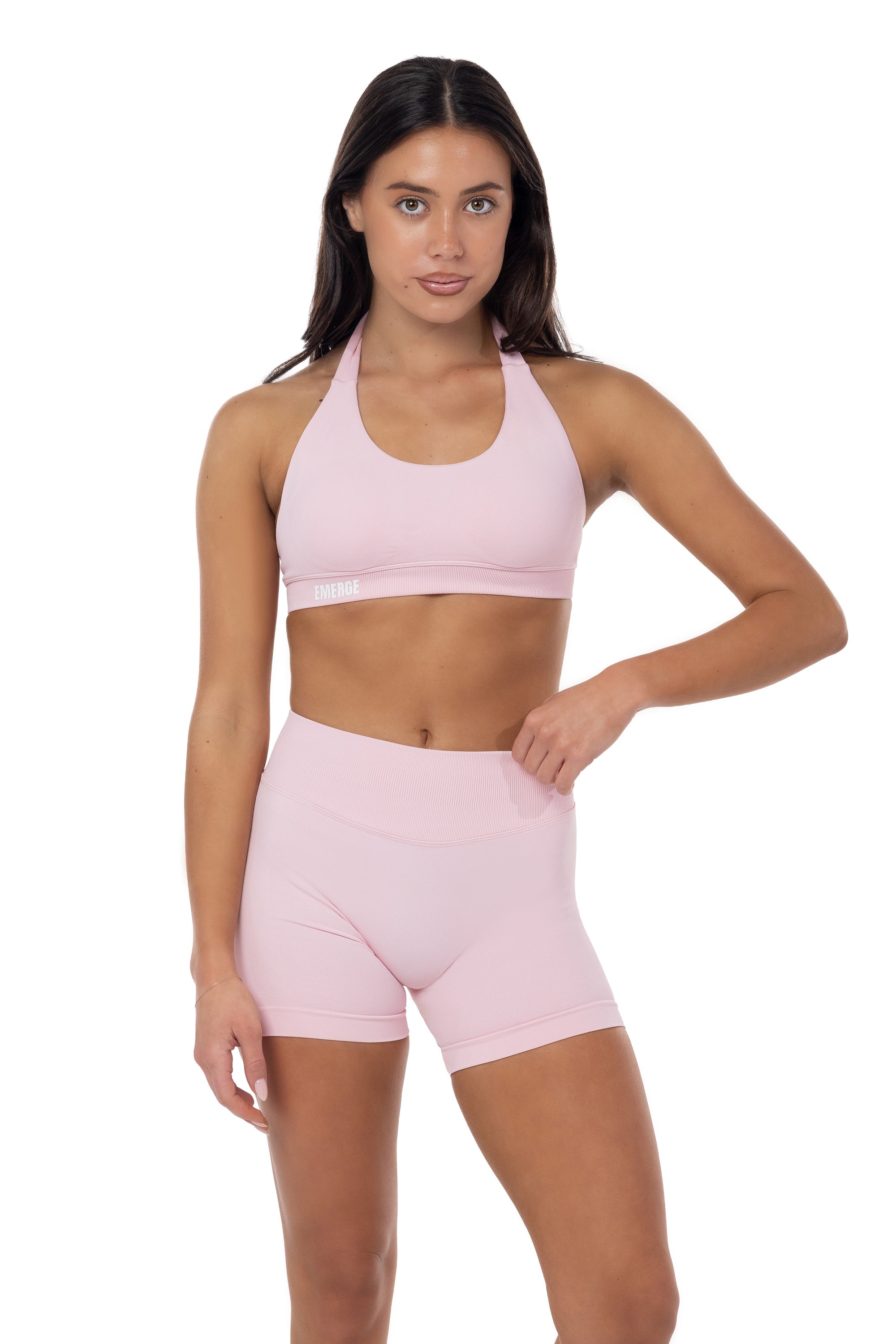 Elevate Halter Crop- Cloud Pink