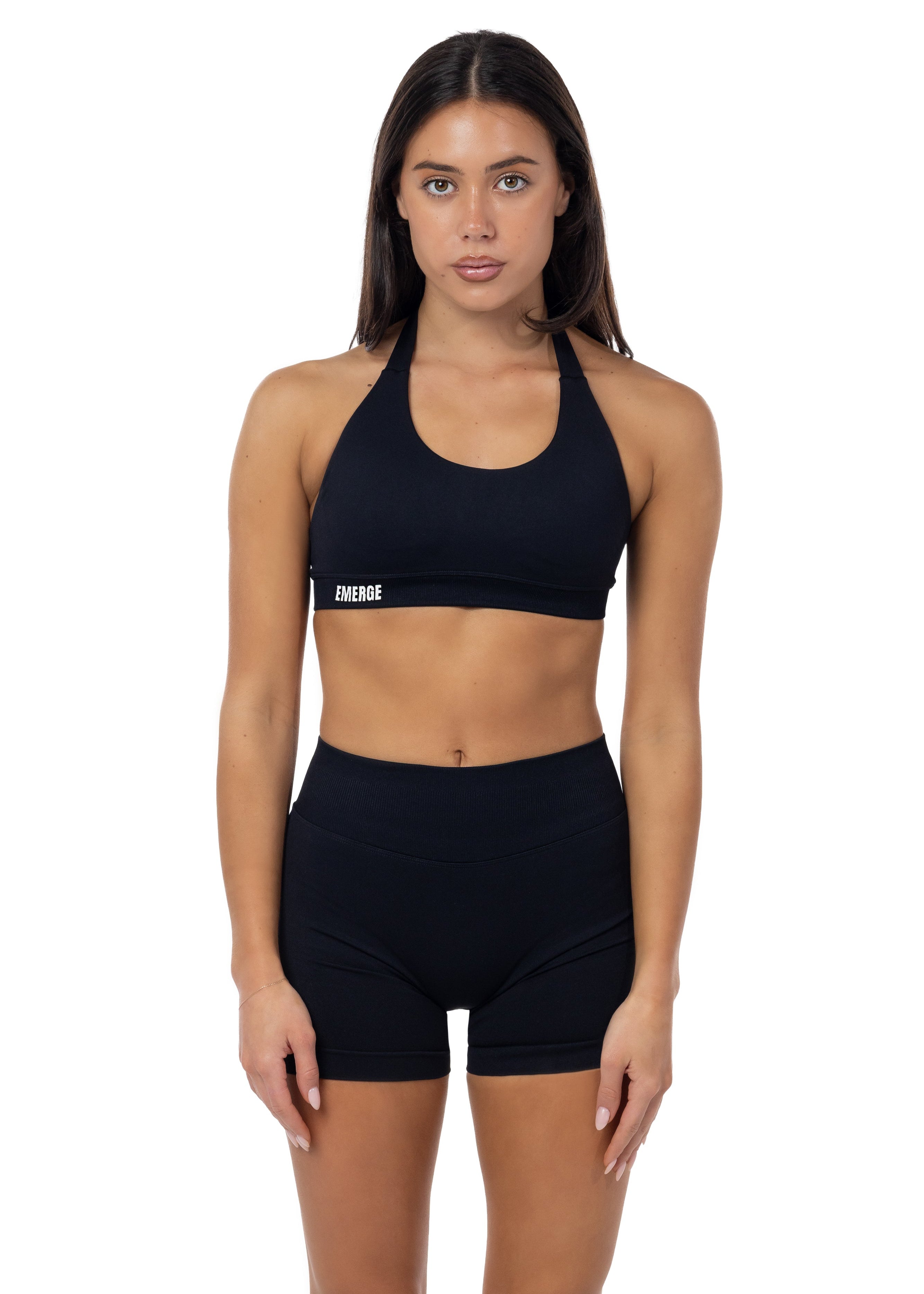 Elevate Halter Crop- Black