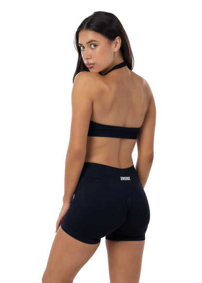 Elevate Halter Crop- Black