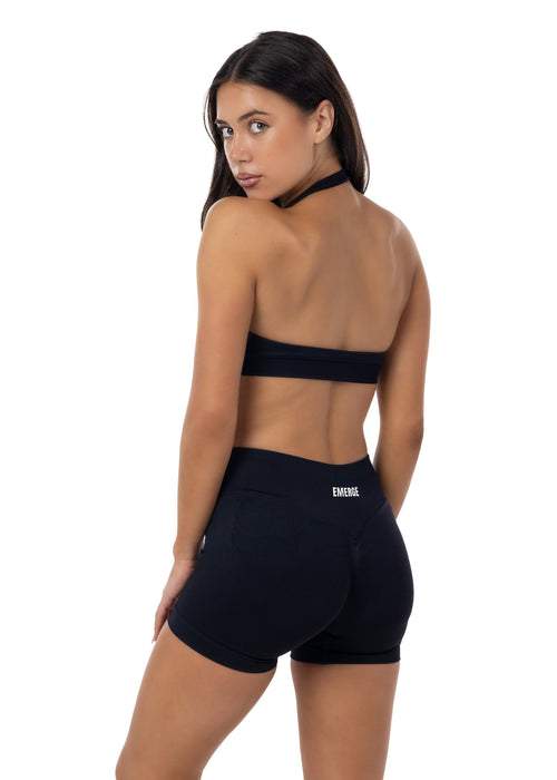 Elevate Halter Crop- Black
