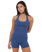 Elevate Longline Halter Tank - Storm Blue