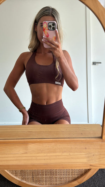 Elevate Halter Crop- Espresso