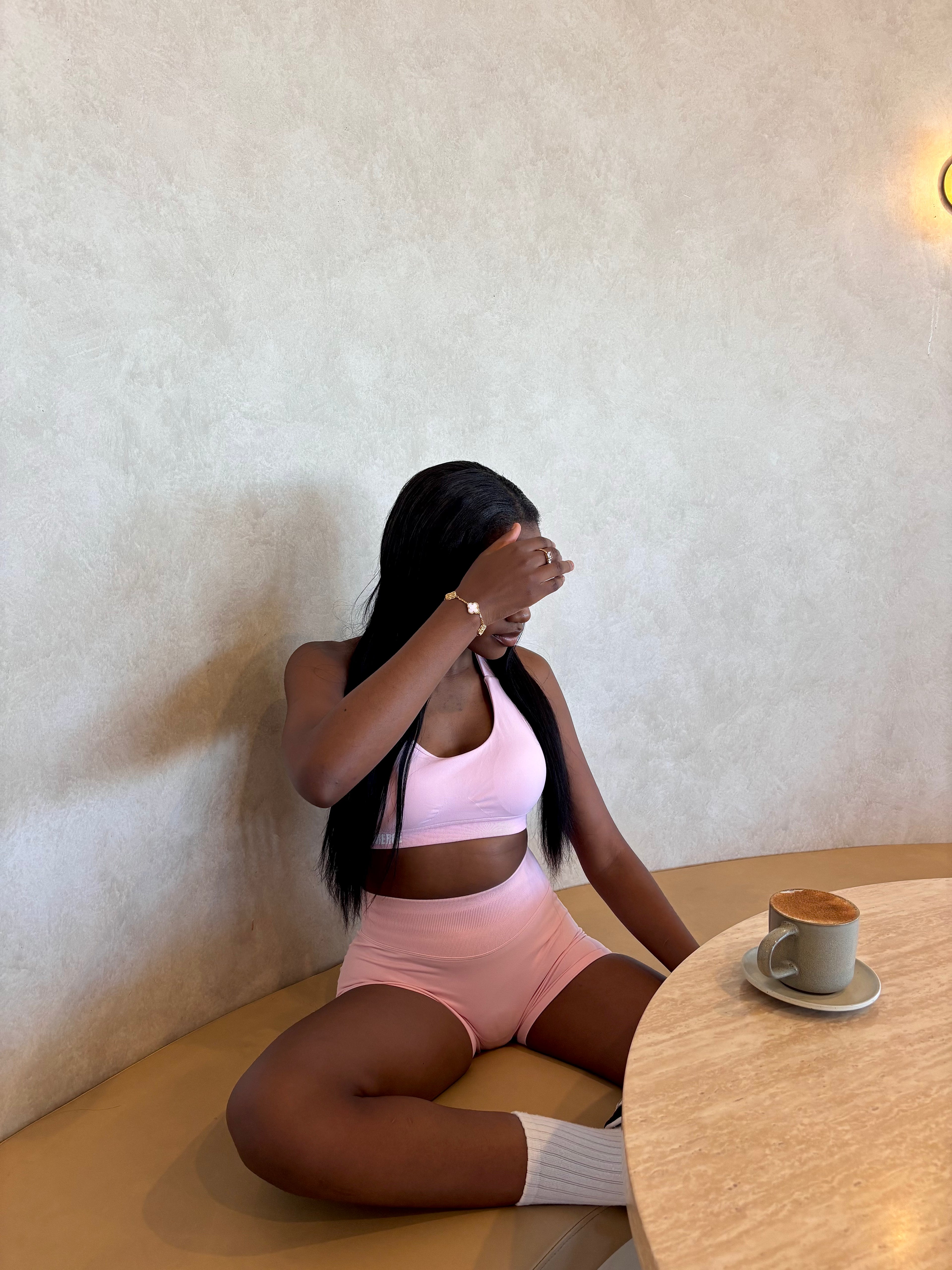 Elevate Halter Crop- Cloud Pink