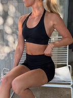 Elevate Halter Crop- Black